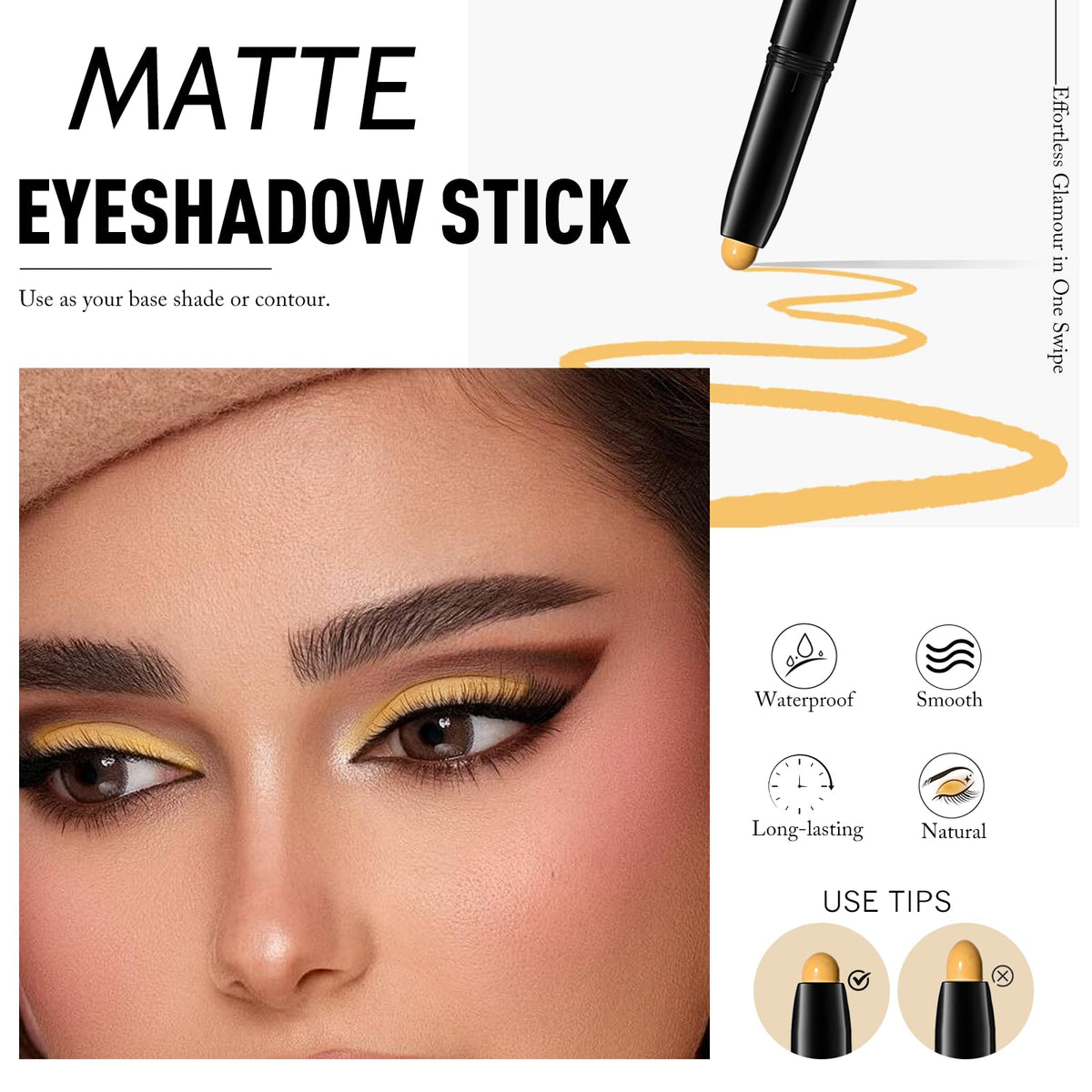 Wugbc Matte Eyeshadow Stick Yellow applied on skin
