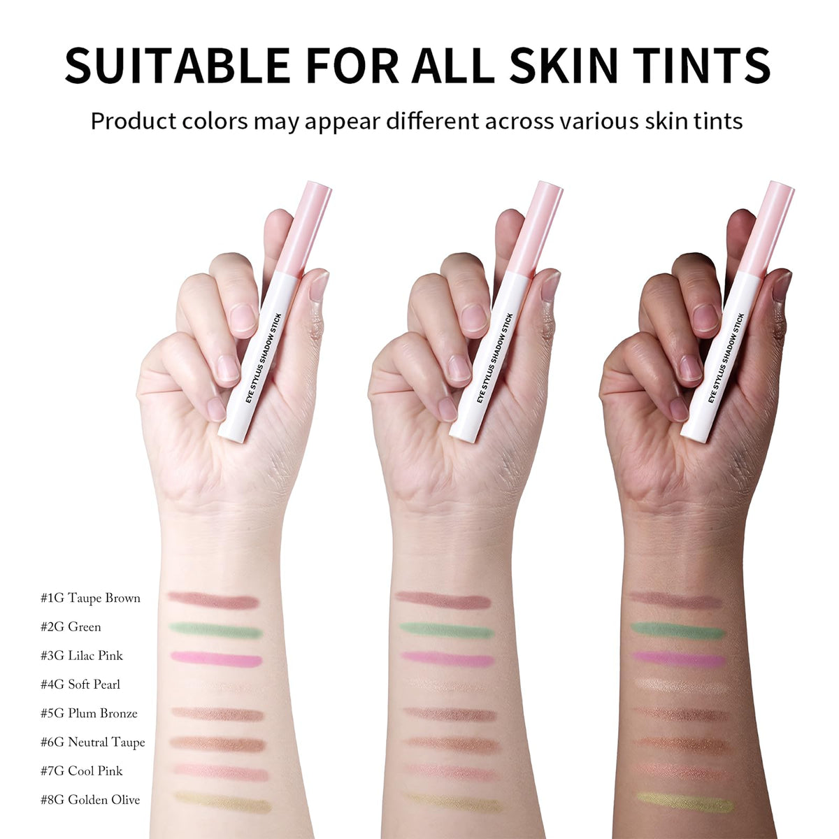 Wugbc Neutral Taupe Shimmer Eyeshadow Stick applied on eyelid