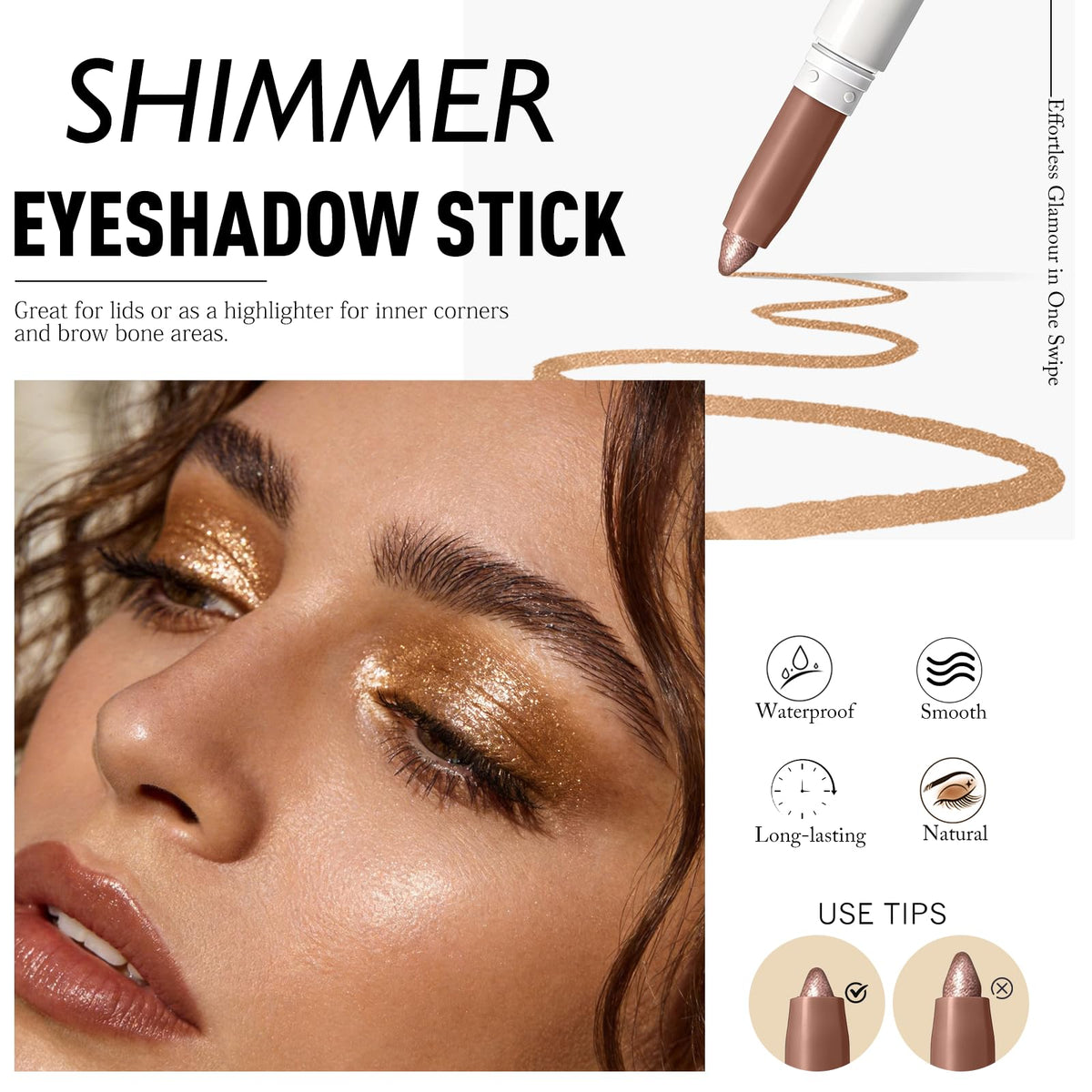 Wugbc Neutral Taupe Shimmer Eyeshadow Stick swatched on skin