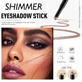 Wugbc Taupe Shimmer Eyeshadow Stick applied on eyelid