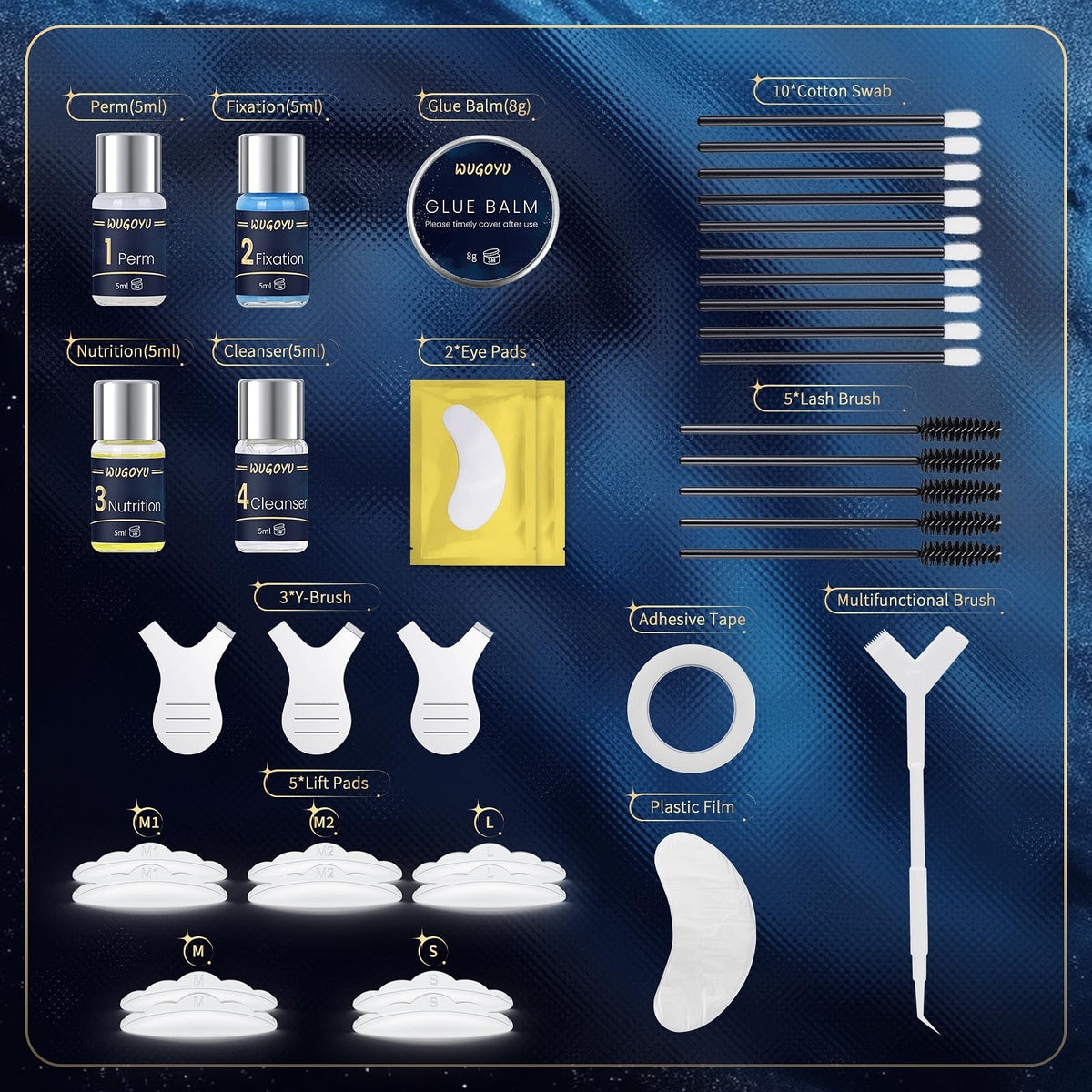WUGOYU Lash Lift & Brow Lamination Kit Y comb and cotton swabs
