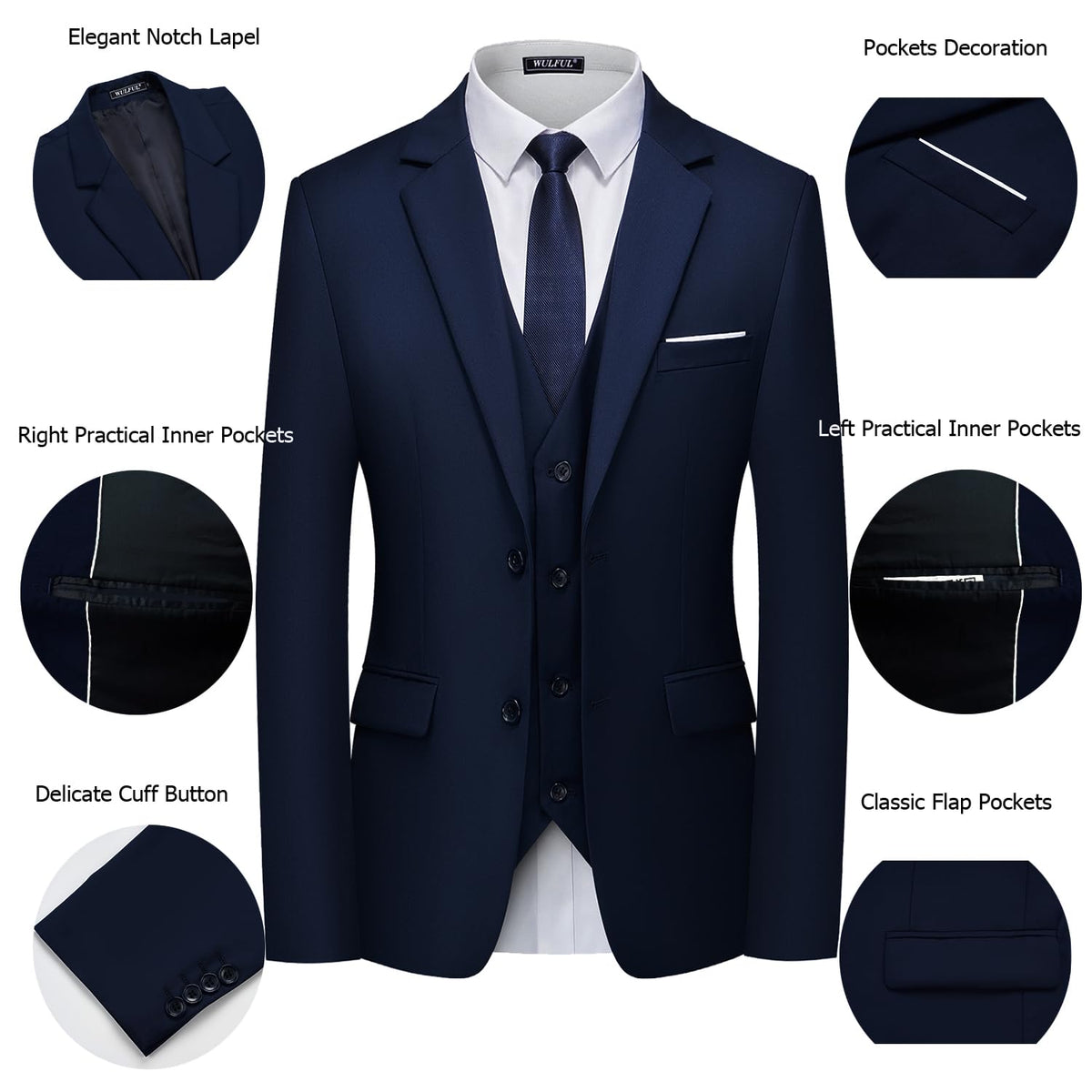 WULFUL navy trousers with expandable waist and pockets