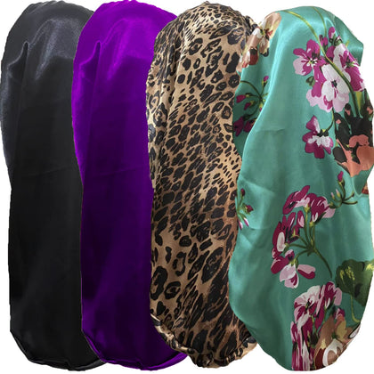 Wzl Wlg 4 Pcs Satin Bonnet set with various patterns