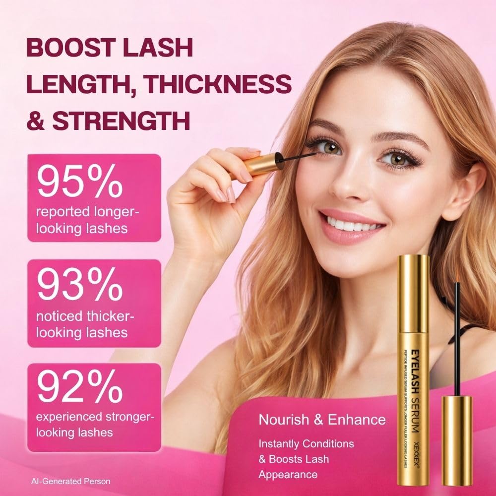 XEXXEX Lash Serum 5ML on vanity with other beauty products