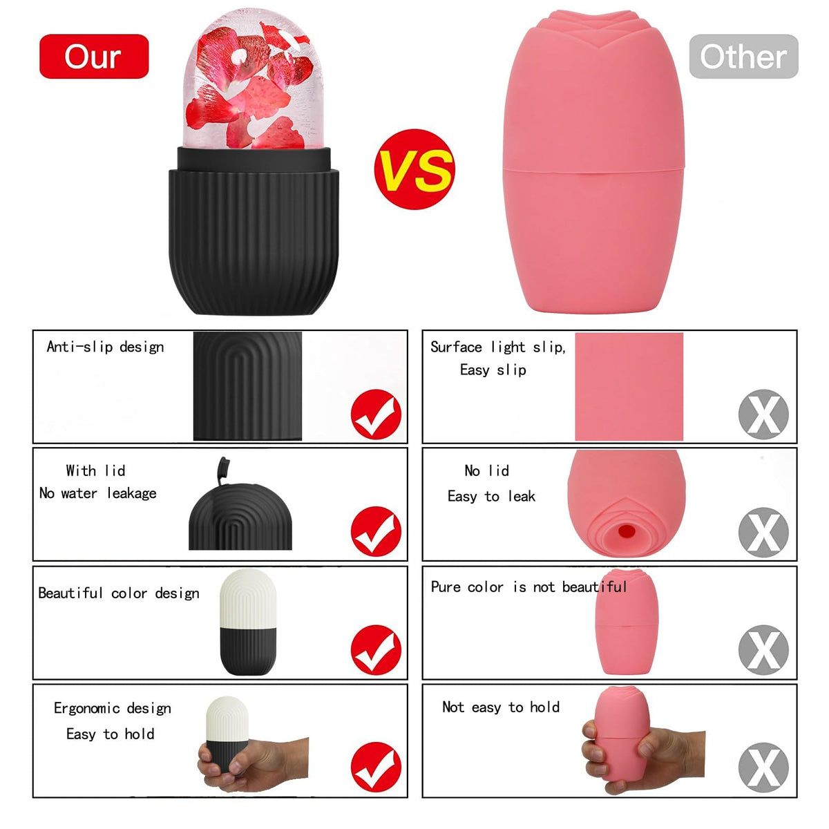 XHJRI Face Roller Massager ergonomic grip design
