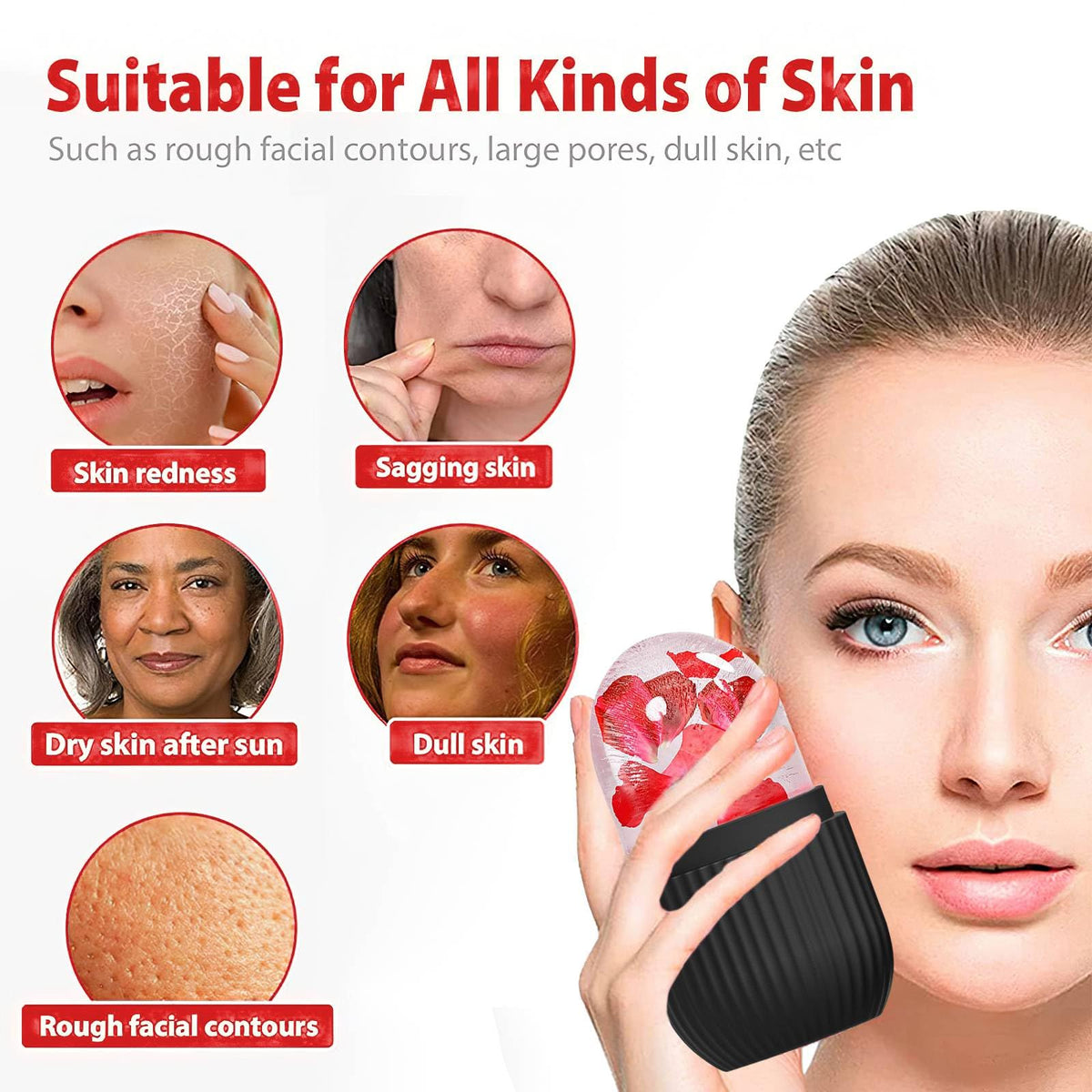 XHJRI Face Roller Massager lifestyle scene on vanity