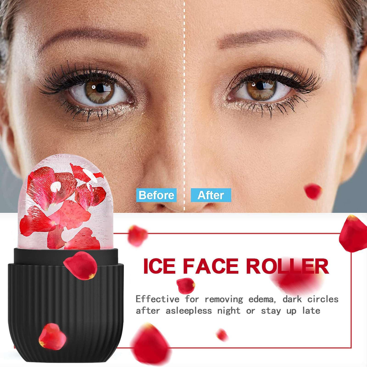 XHJRI Face Roller Massager side view showing ice cylinder
