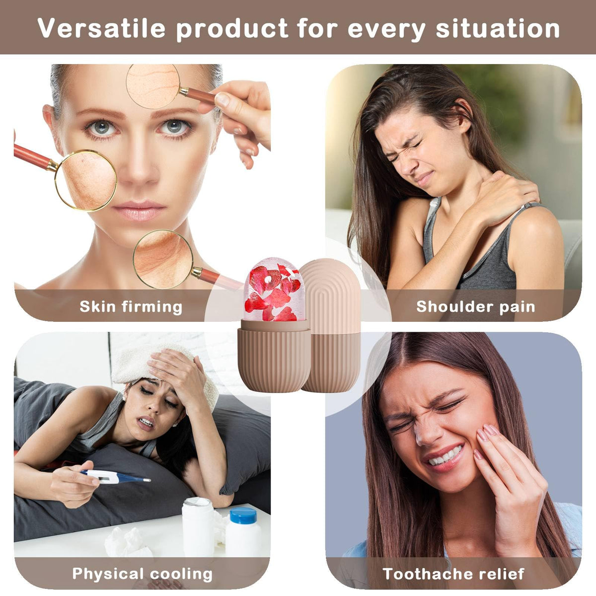 XHJRI Ice Face Roller Massager being used on the face
