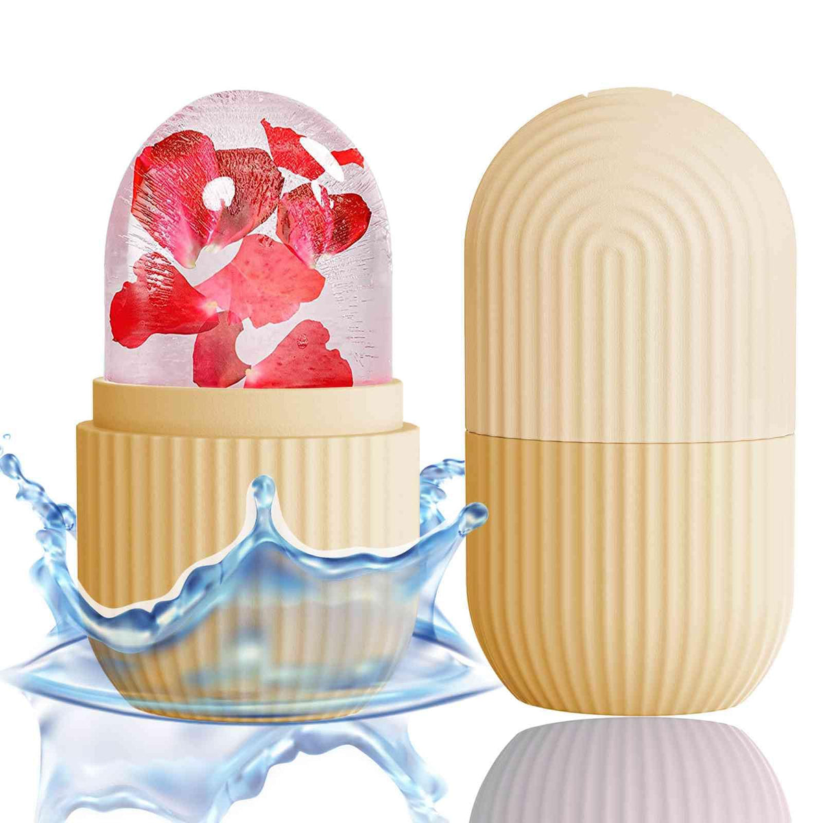 XHJRI Ice Face Roller Massager front view in beige