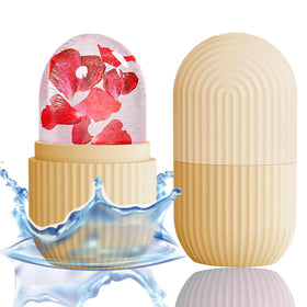 XHJRI Ice Face Roller Massager front view in beige