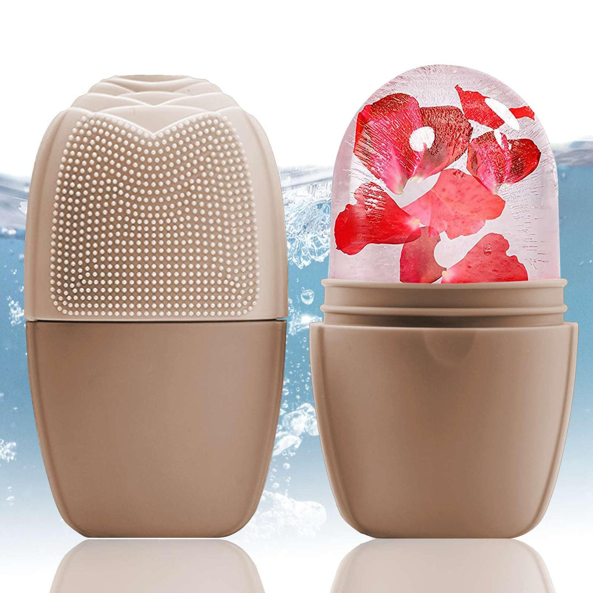 XHJRI Ice Face Roller Massager front view in coffee colour