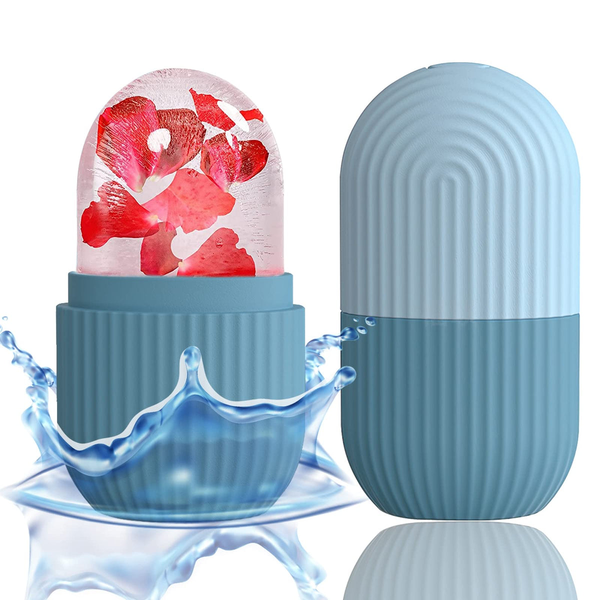 XHJRI Ice Face Roller Massager in blue, front view
