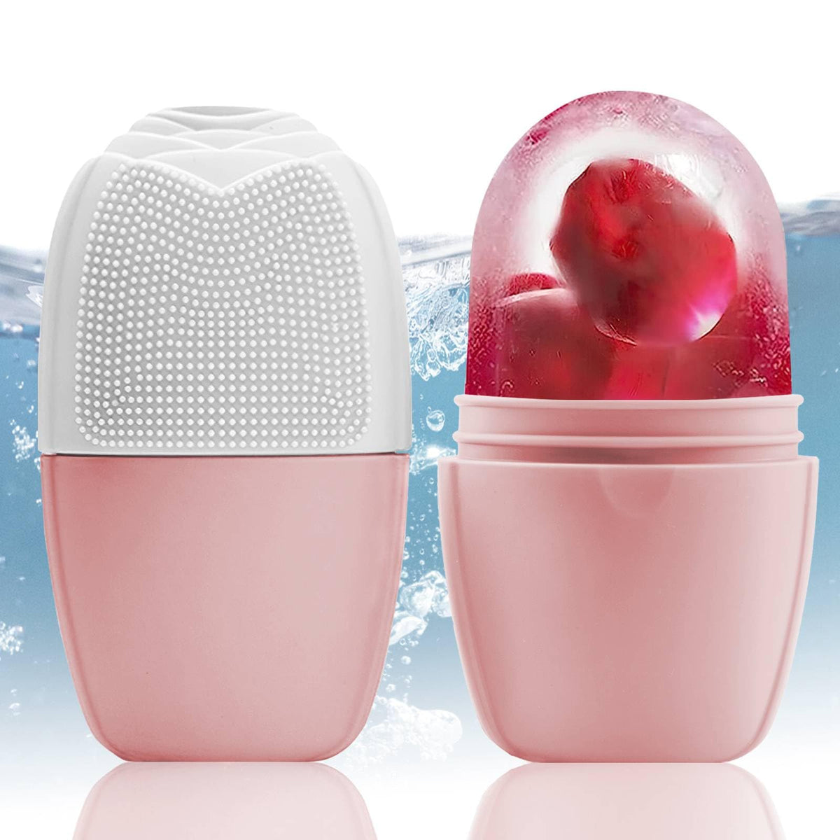 XHJRI Ice Face Roller Massager in pink and white front view