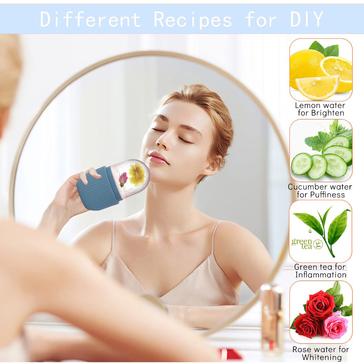 XHJRI Ice Face Roller Massager in use on a model's face