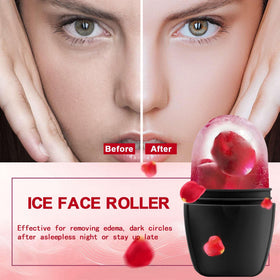 XHJRI Ice Face Roller Massager in use on a woman's face