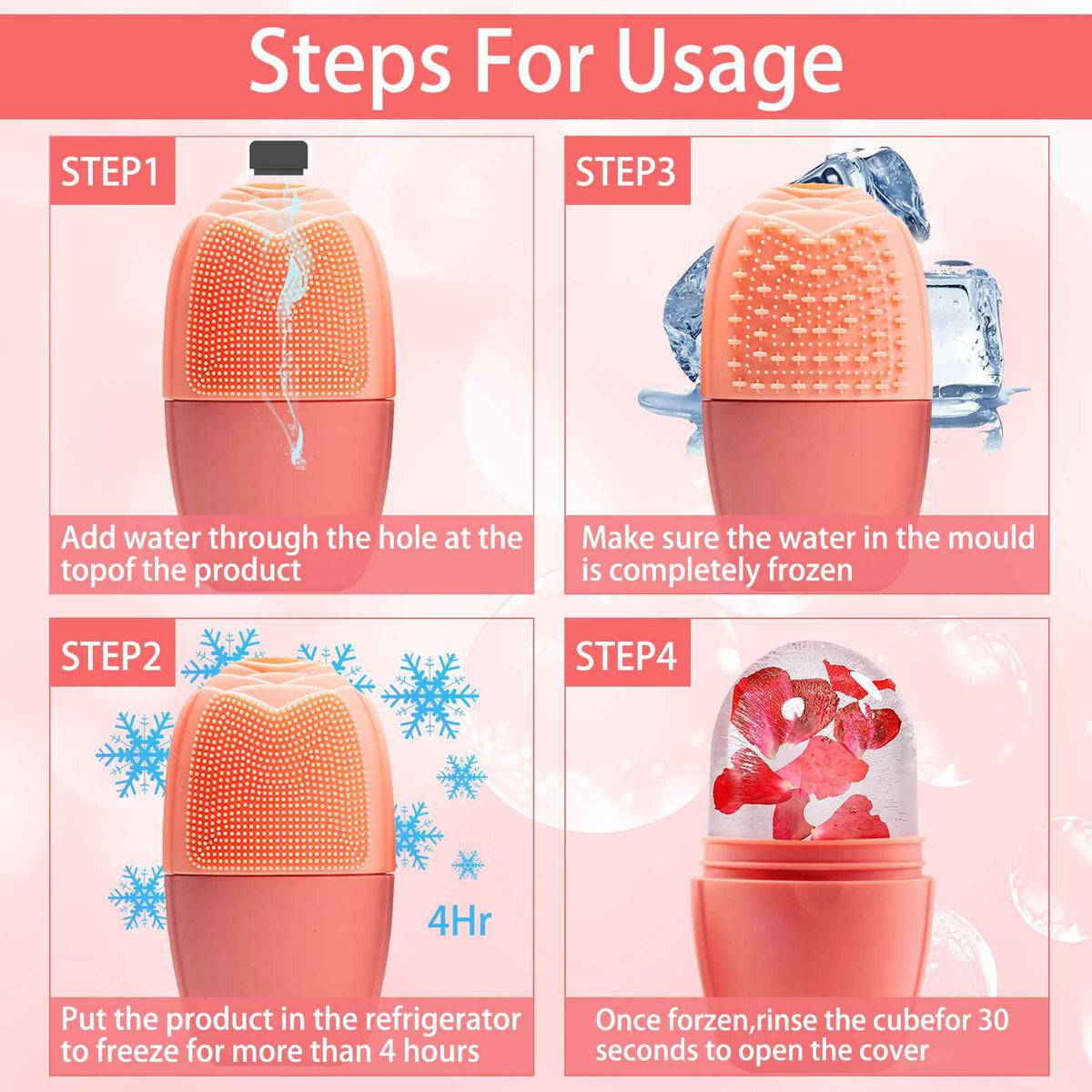 XHJRI Ice Face Roller Massager in use on a woman's face