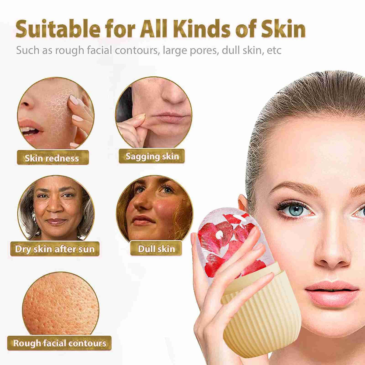 XHJRI Ice Face Roller Massager packaging with instructions