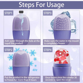 XHJRI Ice Face Roller Massager purple in use on face