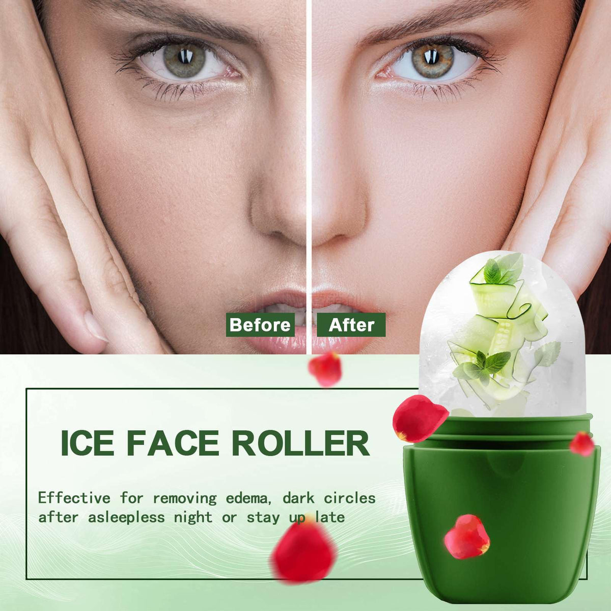 XHJRI Ice Face Roller Massager side view showing ergonomic design