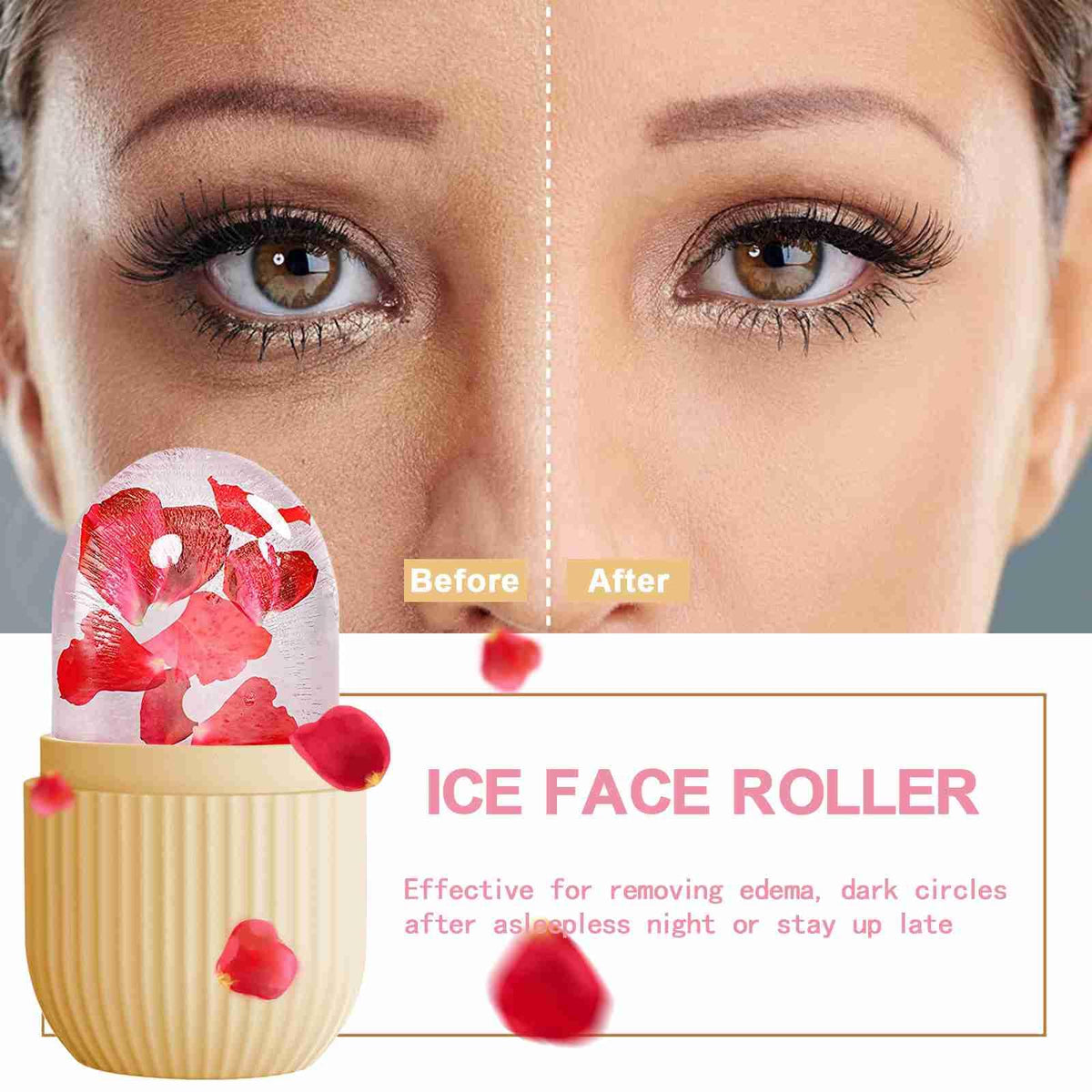XHJRI Ice Face Roller Massager side view showing silicone material