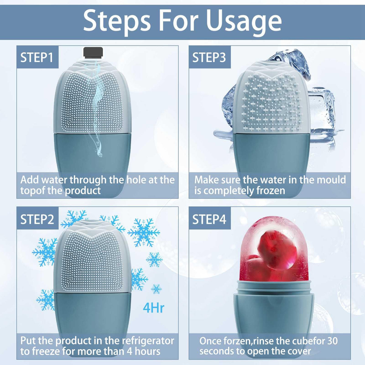 XHJRI Ice Face Roller Massager with cucumber water cubes