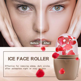 XHJRI Ice Face Roller Massager with ice cube in silicone mold