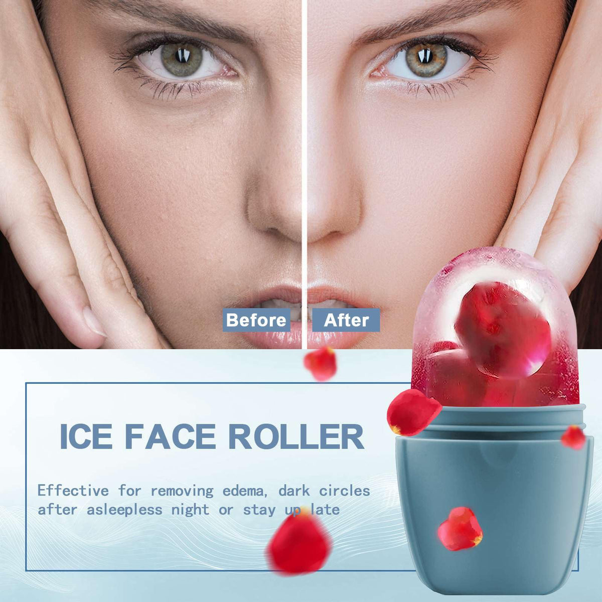 XHJRI Ice Face Roller Massager with silicone ice mould