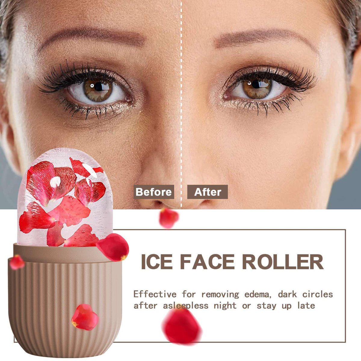 XHJRI Ice Face Roller Massager with silicone mould and ice cube