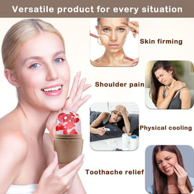 XHJRI Ice Face Roller on a bathroom counter with skincare products