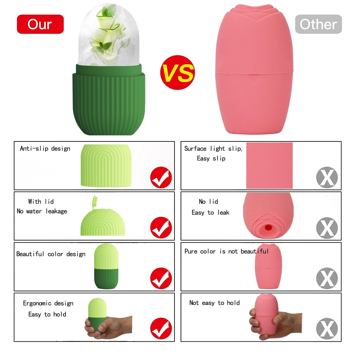 XHJRI Ice Roller Massager lifestyle scene on vanity