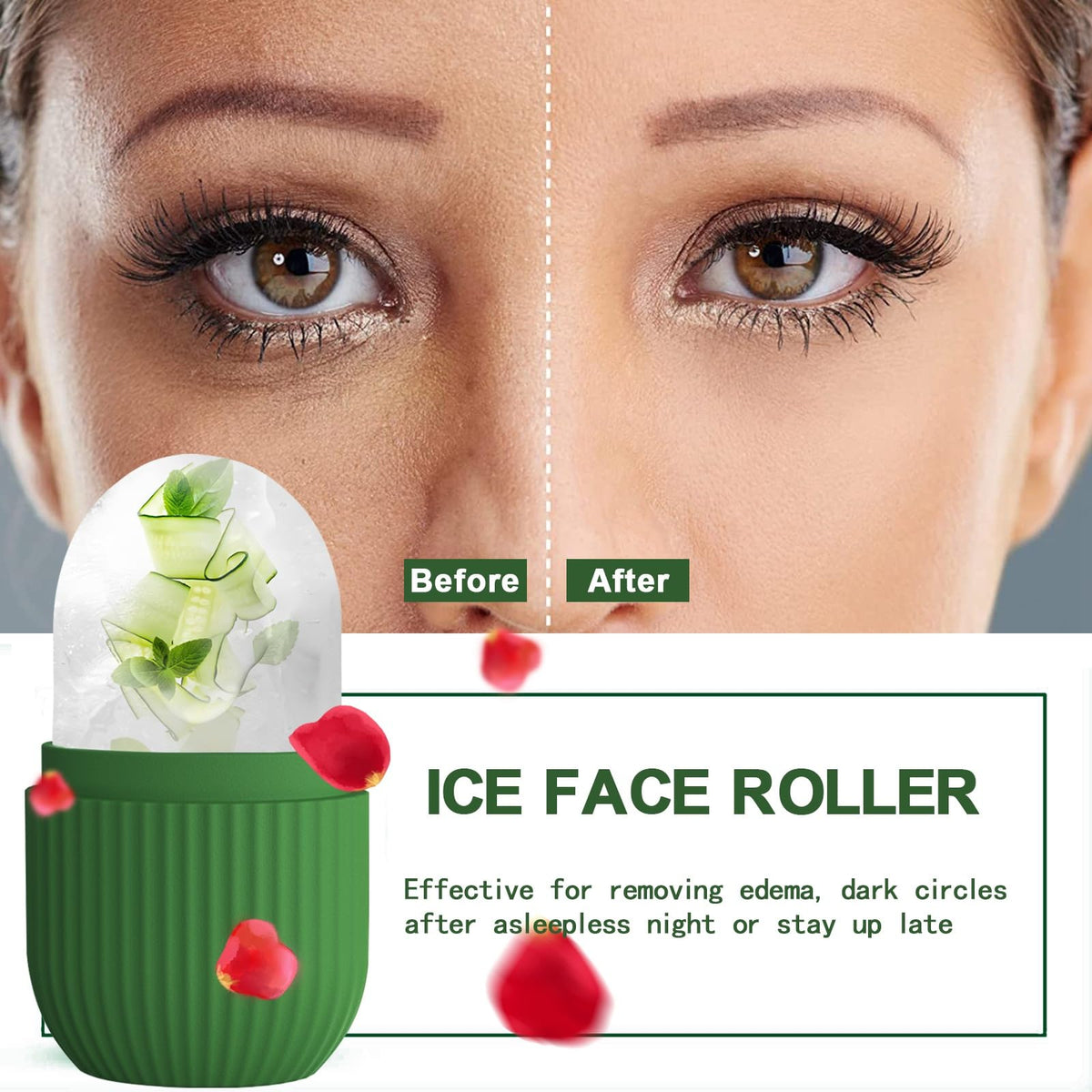 XHJRI Ice Roller Massager side view showing ergonomic design