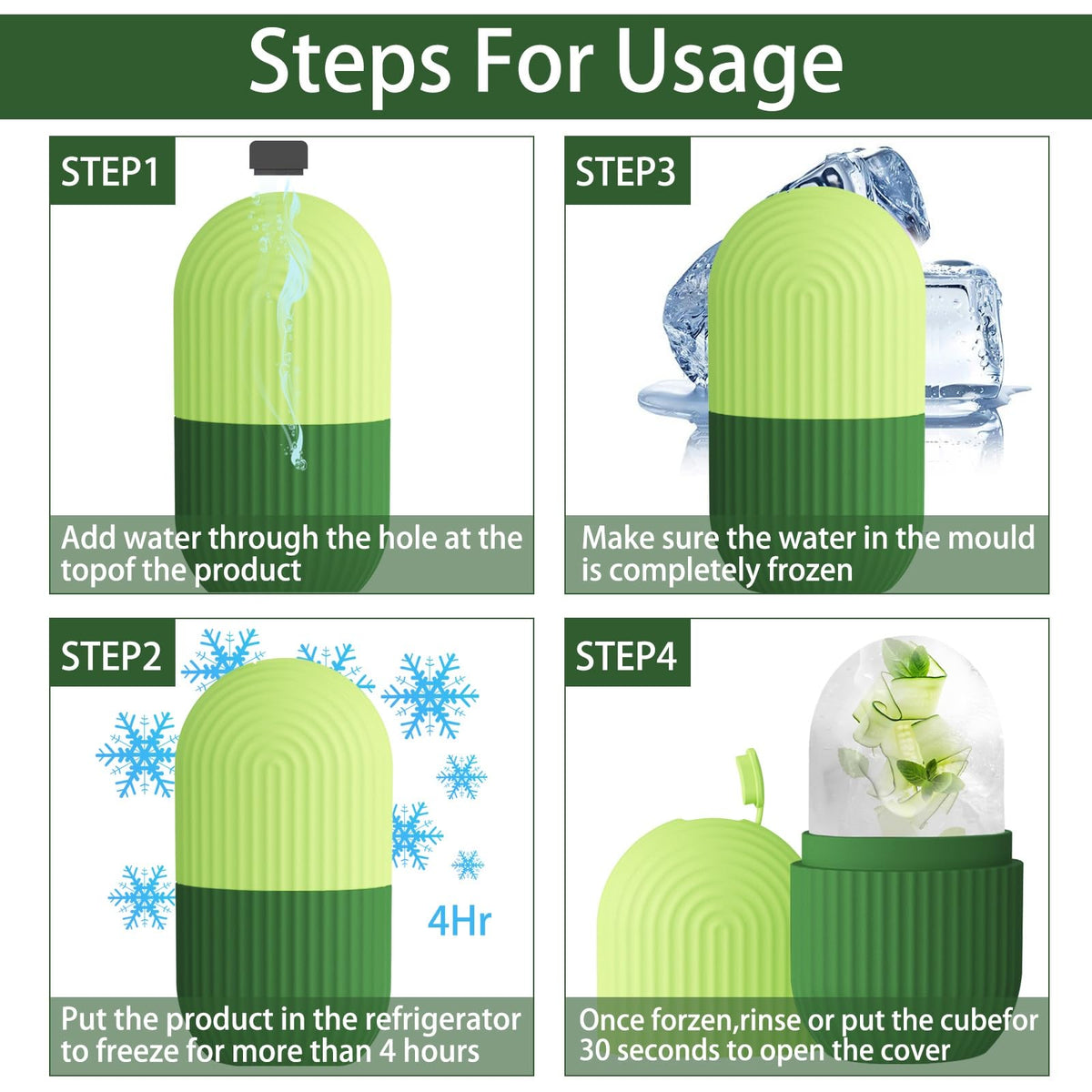 XHJRI Ice Roller Massager with cucumber water cubes