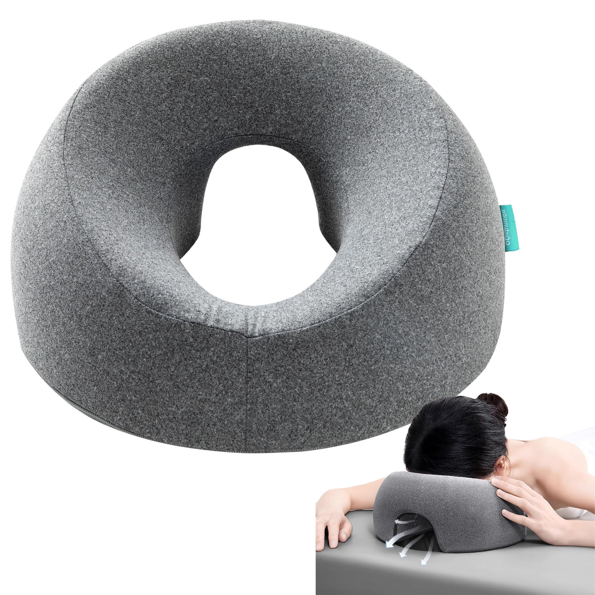 xiaomubiao Face Down Pillow grey model front view