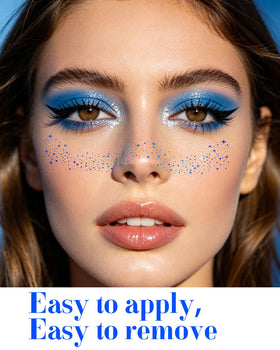 XICZH Face Glitter blue patches close-up