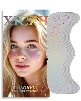 XICZH Face Glitter temporary tattoos iridescent patches front view