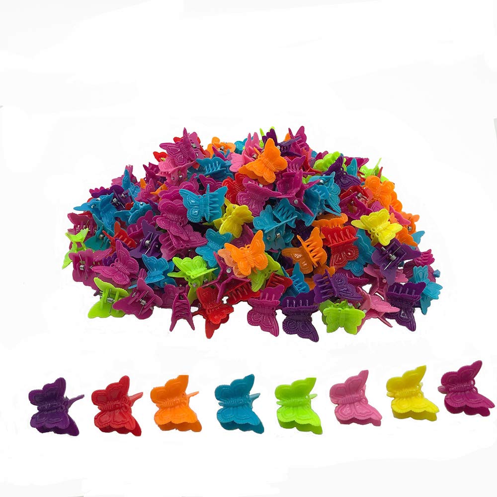 XIEHE Butterfly Hair Clips various colours laid out on a surface