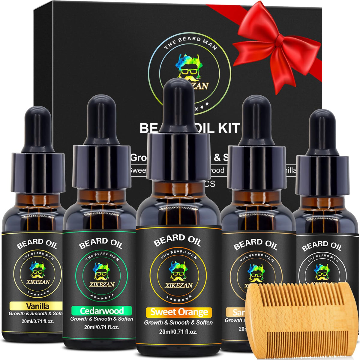 XIKEZAN 5 Pack Beard Oil Set with various scents