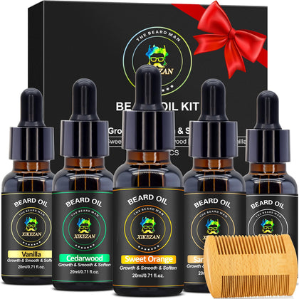 XIKEZAN 5 Pack Beard Oil Set with various scents