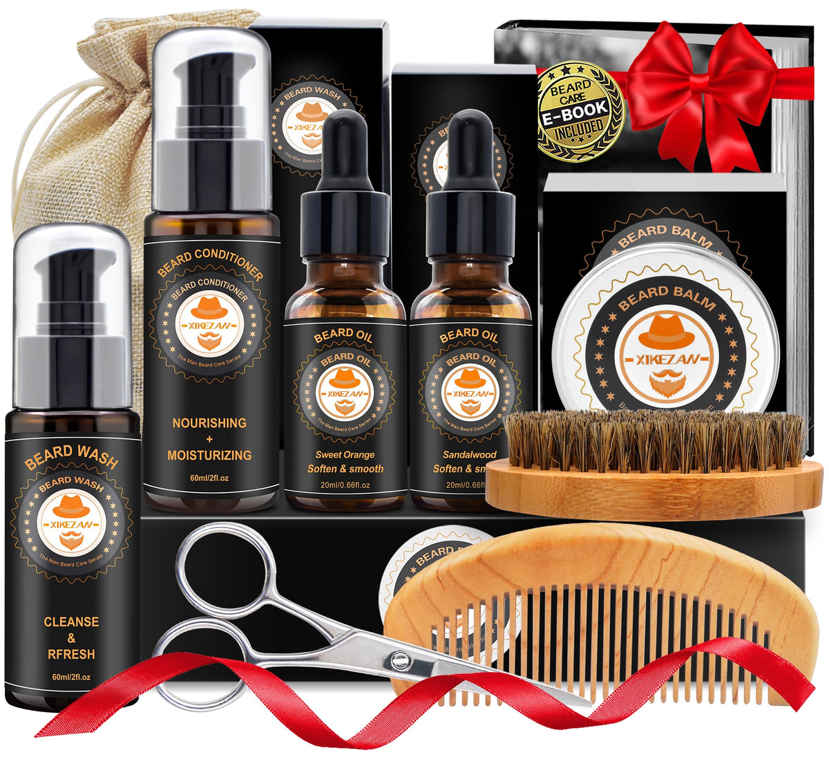 XIKEZAN Beard Grooming Kit 10 piece set front view