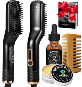XIKEZAN Beard Straightener Kit with oil, balm, and comb