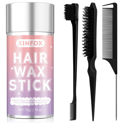 Xinfox Hair Wax Stick black model with edge brush and rat tail comb