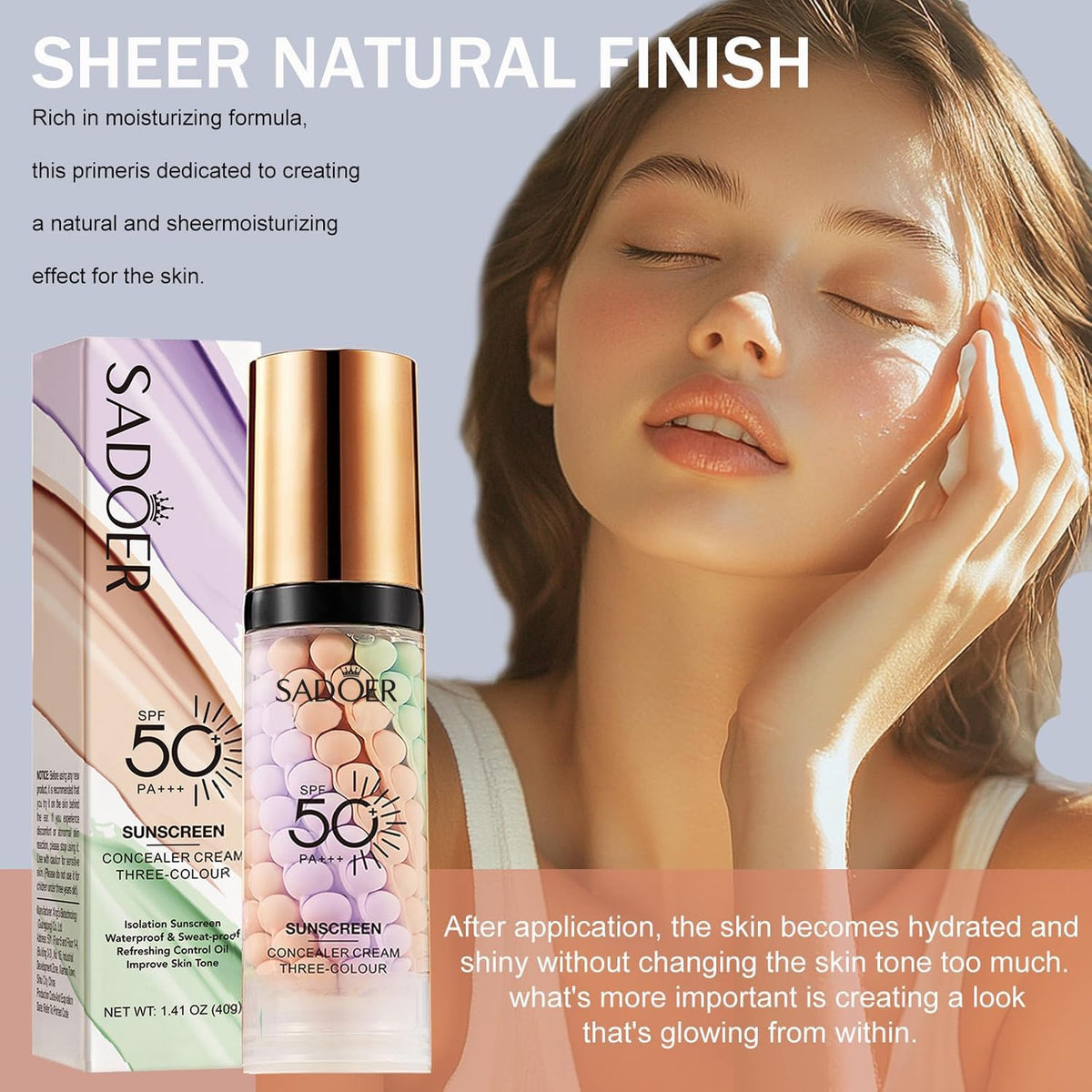 Xiuxixu 3-in-1 Primer travel size next to makeup
