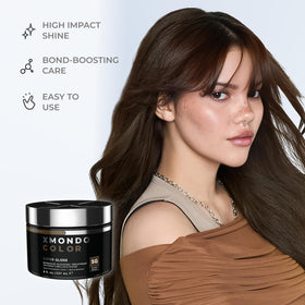 XMONDO Color Depositing Mask Golden Brown in a bathroom setting