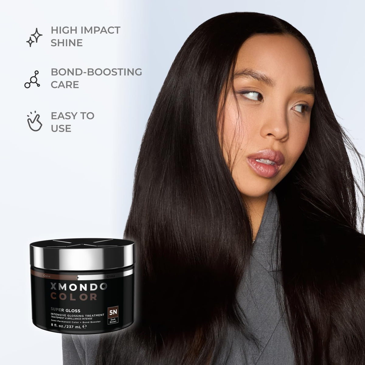 XMONDO Colour Depositing Mask Dark Brown in a bathroom setting