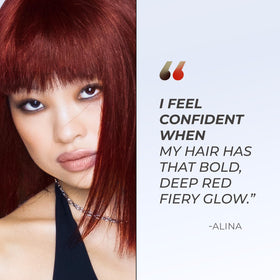 XMONDO Colour Depositing Mask Deep Red with hair after application
