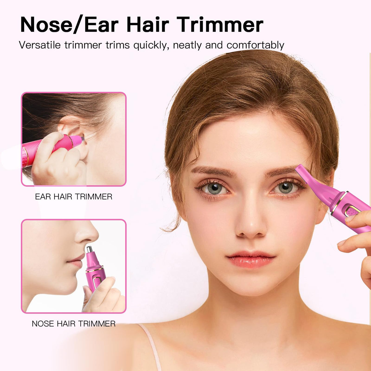 XOOMRSCP Nose Hair Trimmer side view with USB charging cable