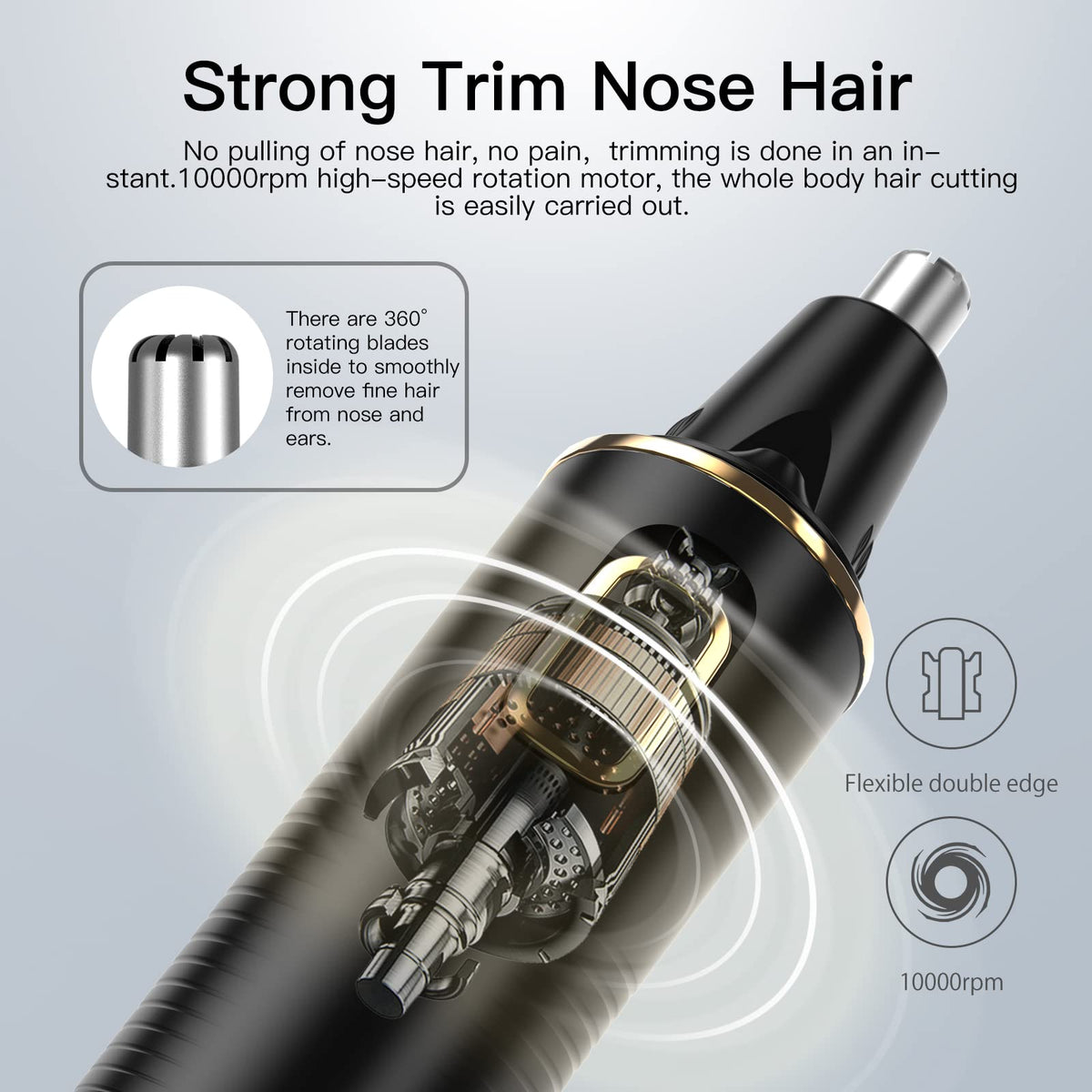 XOOMRSCP Nose Hair Trimmer with cleaning brush and dust-proof cap