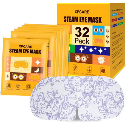 XPCARE Steam Eye Mask 32 Pack front view with chamomile scent