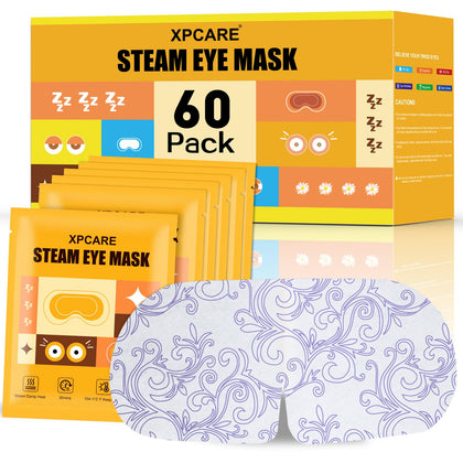 XPCARE Steam Eye Mask 60 Pack front view with chamomile design