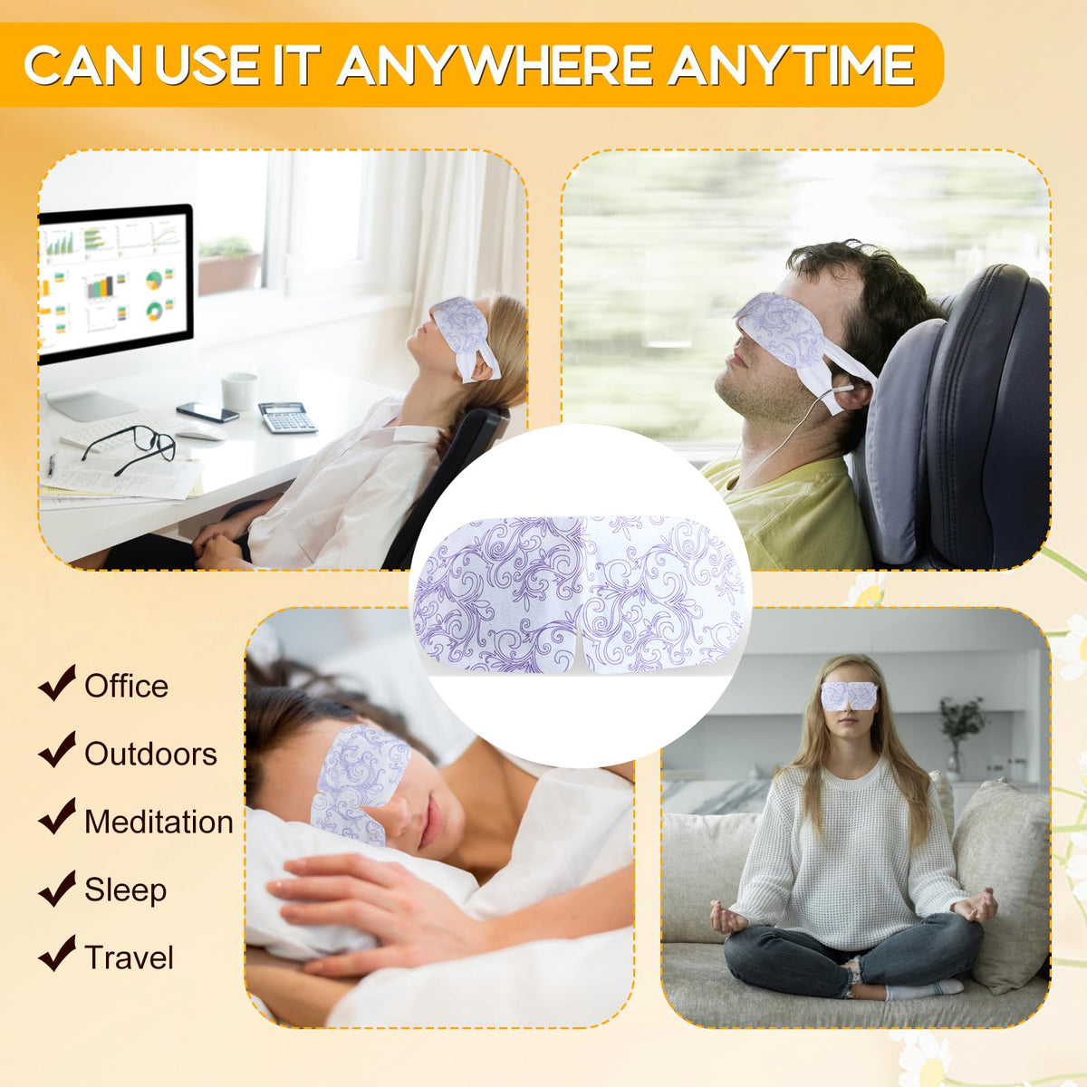 XPCARE Steam Eye Mask in use during travel
